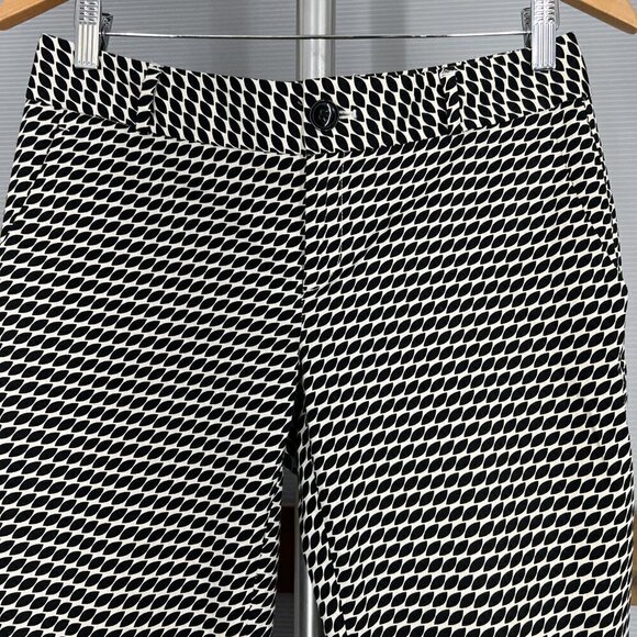 Banana Republic Hampton Black White Geometric Print Crop Ankle Trouser Pant Sz 4 - Picture 3 of 14